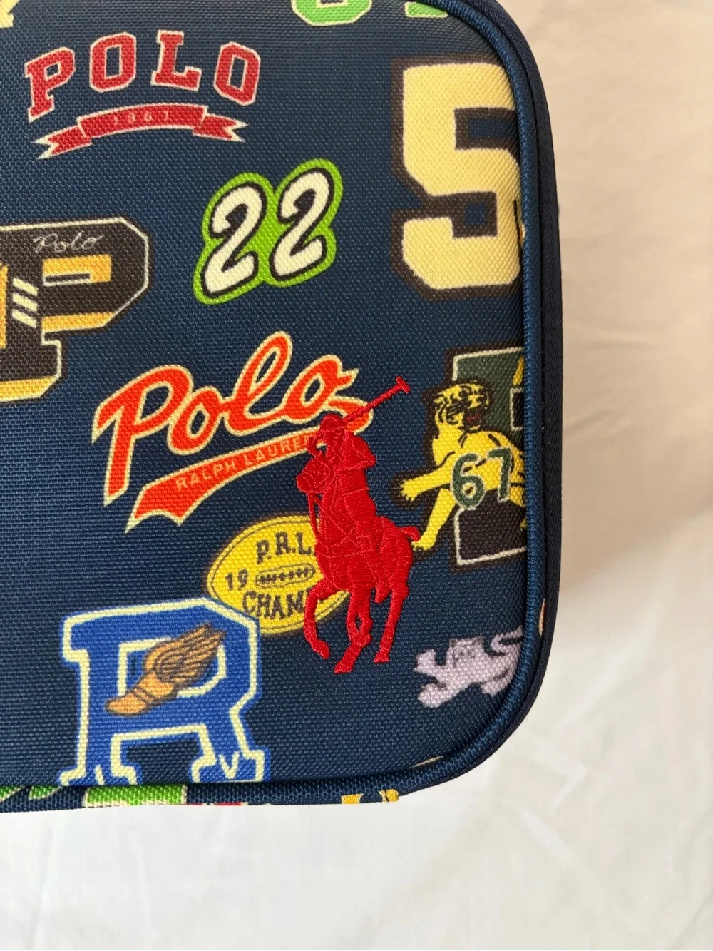 Polo by Ralph Lauren Navy Lunch Box Tote Multicolor Insulated Patch Graphics